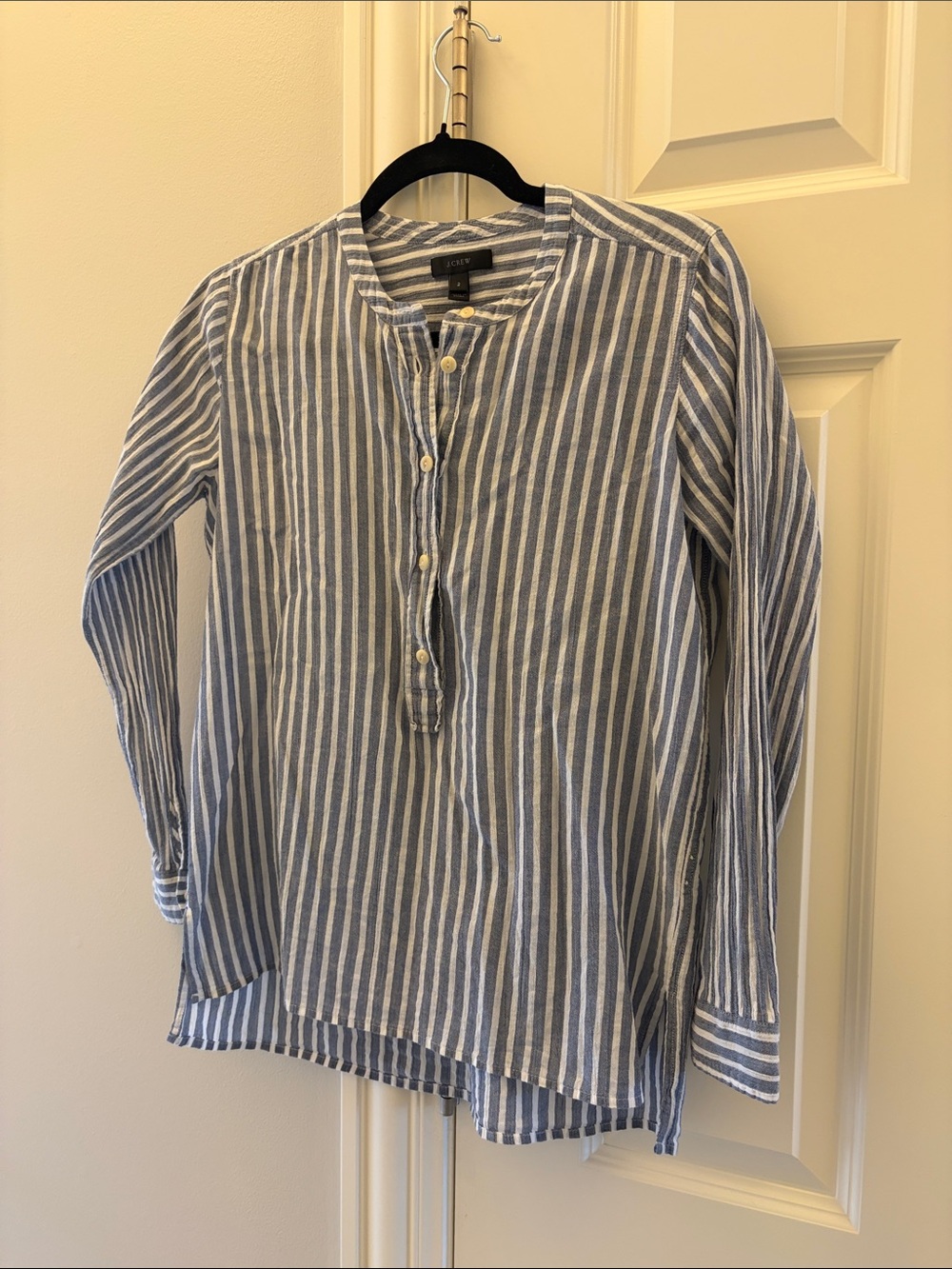 J. Crew Blue and White Stripe Casual Button Down Shirt